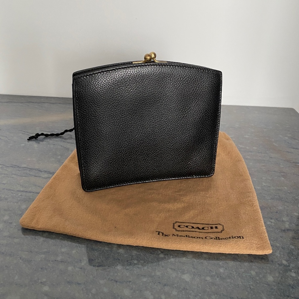 COACH Madison Tuxedo 90s Vintage Black Clutch & Shoulder w/ Dust Bag G5E-4415